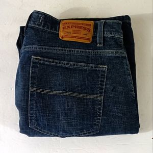 Express Precision Fit Meneker Jeans Mens Size 36 X 32 Blue Denim Button Fly